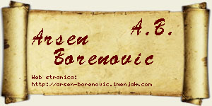 Arsen Borenović vizit kartica